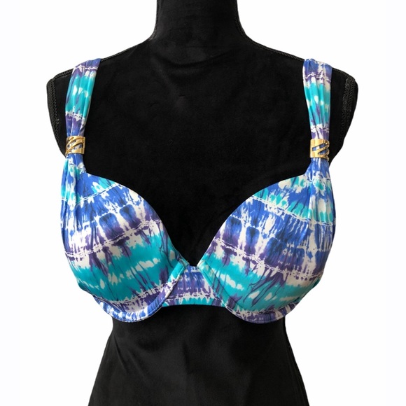 A. Che Other - A. Che Blue Multicolor Multisize Bikini Swim Top Women Size 34DD‎ New with Tags
